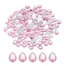 200PCS Flat Back Acrylic Teardrop Gems 10x14mm Rhinestones, Light Pink