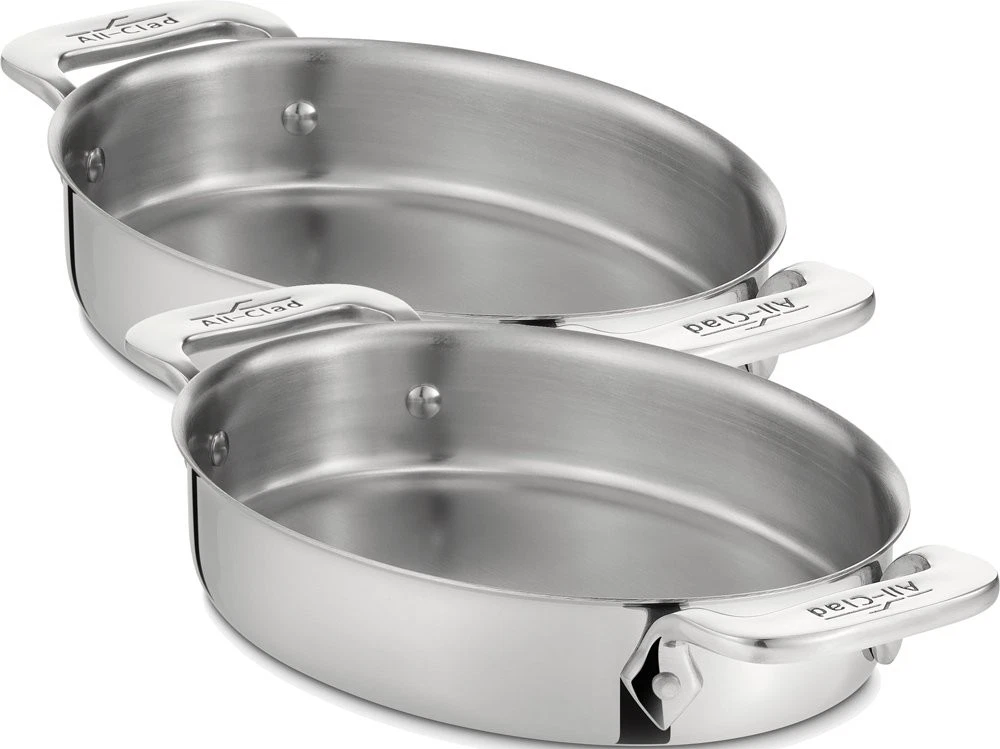 All-Clad Specialty Stainless Steel Oval Bakeware Set 2 Piece Induction Pots ...