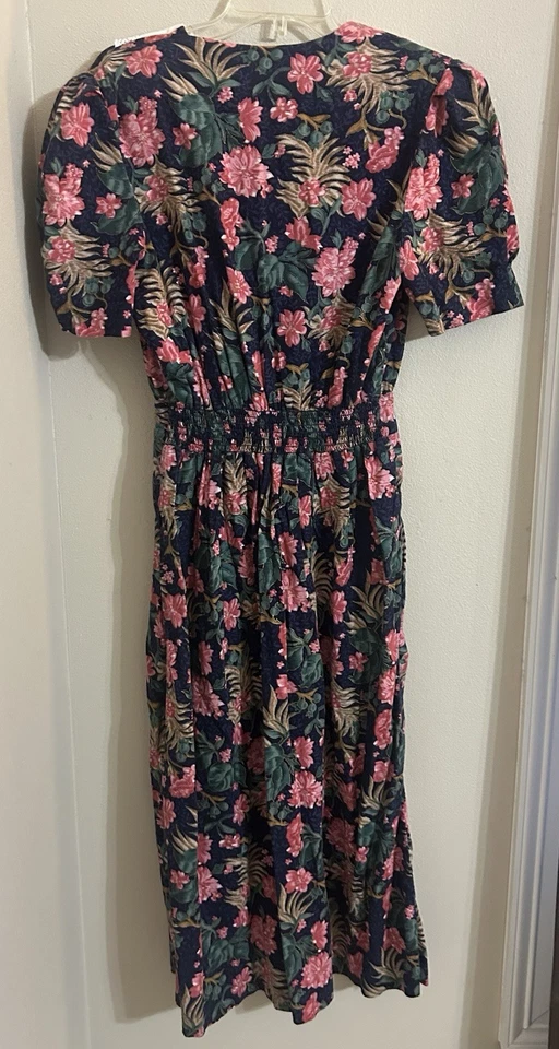 Vestido Floral Vintage Talla XL (16) Retro Años 80 Campo Pradera Modesto Romántico Foto 3 de 4