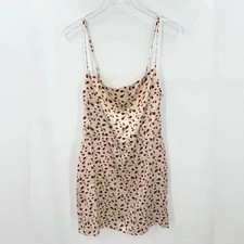 Reformation Dress Kosta Mini Silk Slip in Marion Champagne and Red size 12 B21