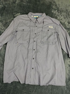 Magellan Outdoors Mens Gray Gingham Long Sleeve Button-Up Fishing Shirt 4XL