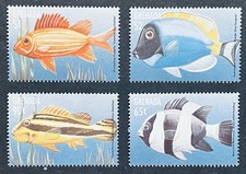 JUEGO DE 4 SELLOS DE PECES GRANADA MNH 1998 VIDA MARINA MAR OCÉANO AMARILLO LABIOS DULCES