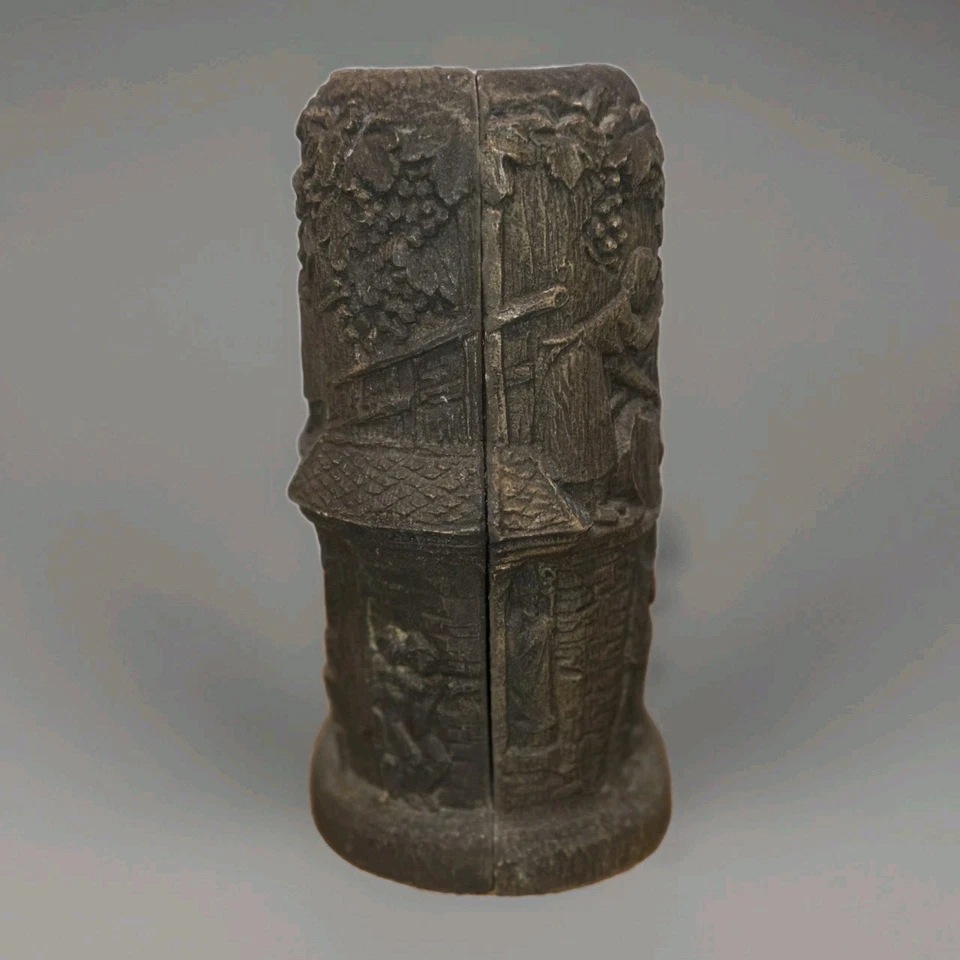 Enfriador de botellas de vino alemán de colección Ku Fa Bar Ware escena tallada con láser compuesto de madera Foto 3 de 4