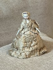 Antique 1860s 4.25 Parian China Doll Rare Hairstyle, Amazing Original Outfit