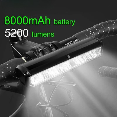 8000mAh Bike Light Waterproof USB Rechargeable5200 Lumen Flashlight and Headlamp