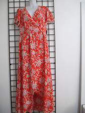 "NEW" VINCE CAMUTO  🌸 SIZE 8==ORANGE & WHITE FLORAL PRINT / HI LOW  DRESS