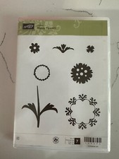 Stampin Up Set of 7 Stamps Hostess Happy Flowers Flowers Leaves Wreath Art
