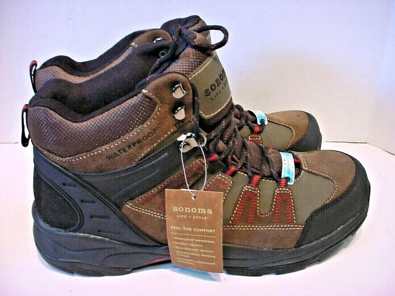 Sonoma Men's Leather Waterproof Mid Hiking Boots Size 13 M NWT