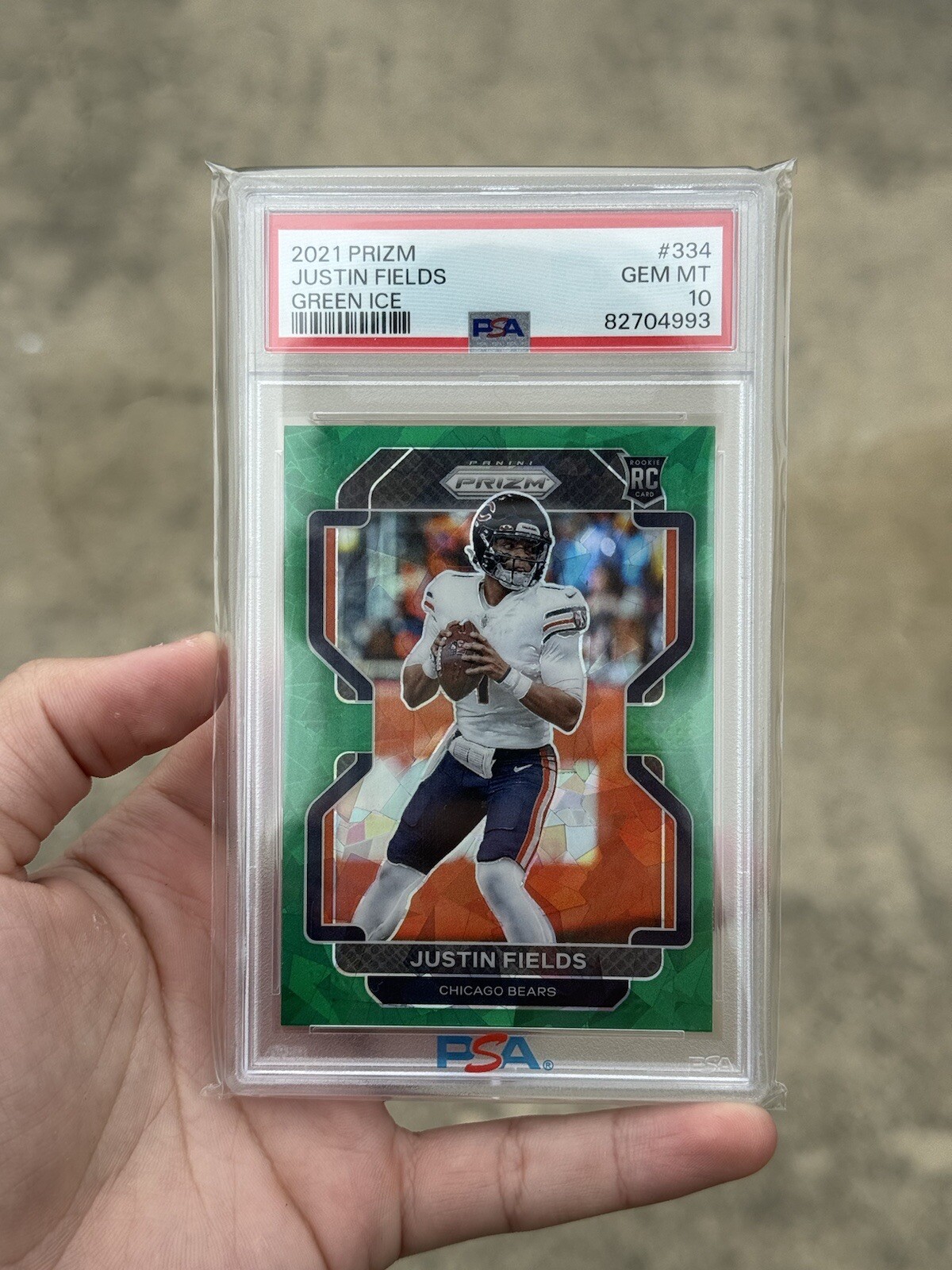 2021 Prizm #334 Justin Fields Green Ice PSA 10 Gem Mint