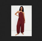 Free People Endless Summer Under The Sun Harem Romper Jumpsuit Cutout Wine S NWT — photo 1