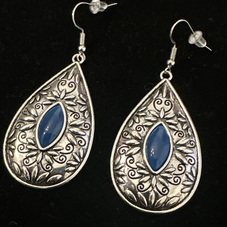 Brincos leves J CREW azul lápis prata lágrima NOVO LANCE 4 CARIDADE❤️305 - Imagem 4 de 4