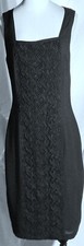 Carole Little Embroidered Front Criss Cross Strap Back Black Dress Size 12