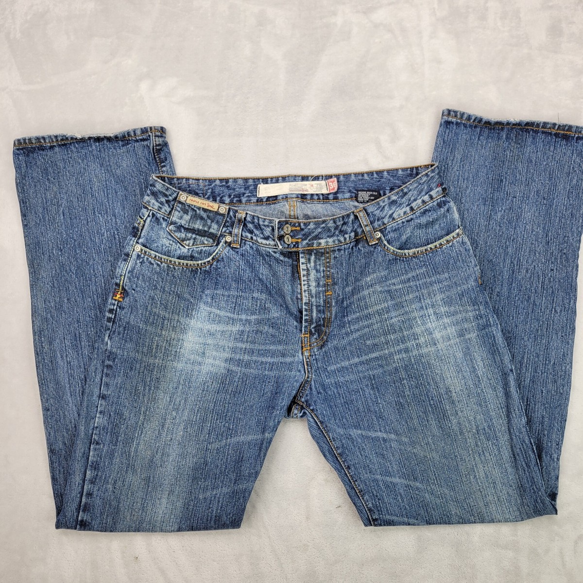 Triple Five Soul Jeans Men 36 X32 Blue Cotton Denim Straight Baggy 