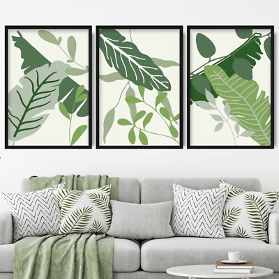 GERAHMTE Drucke Tropical Monstera Kunstdrucke Botanical Green Deko Set 2 3er Set