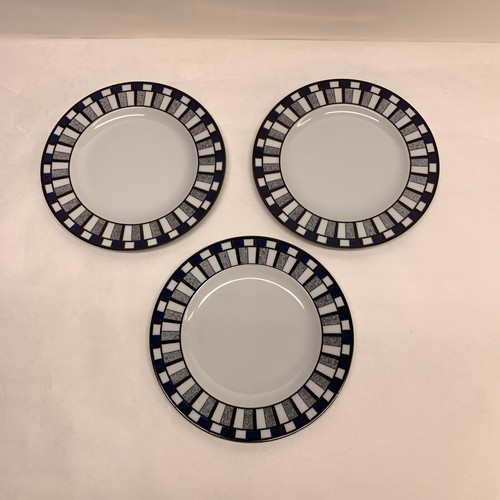 Tognana Italy Blue Gray Black Porcelain Salad Dessert Plates Set of 3 - Picture 3 of 11
