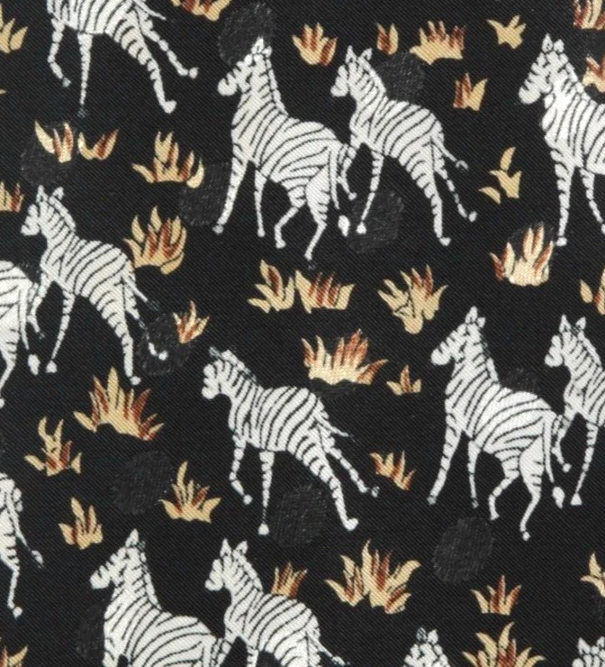 Zebras Running in the Wild Nature 黑色男式领带 — 第 3/4 张图片