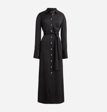 NEW J. CREW BLACK LUSTER CREPE DRAPEY SHIRTDRESS DRESS SZ 0