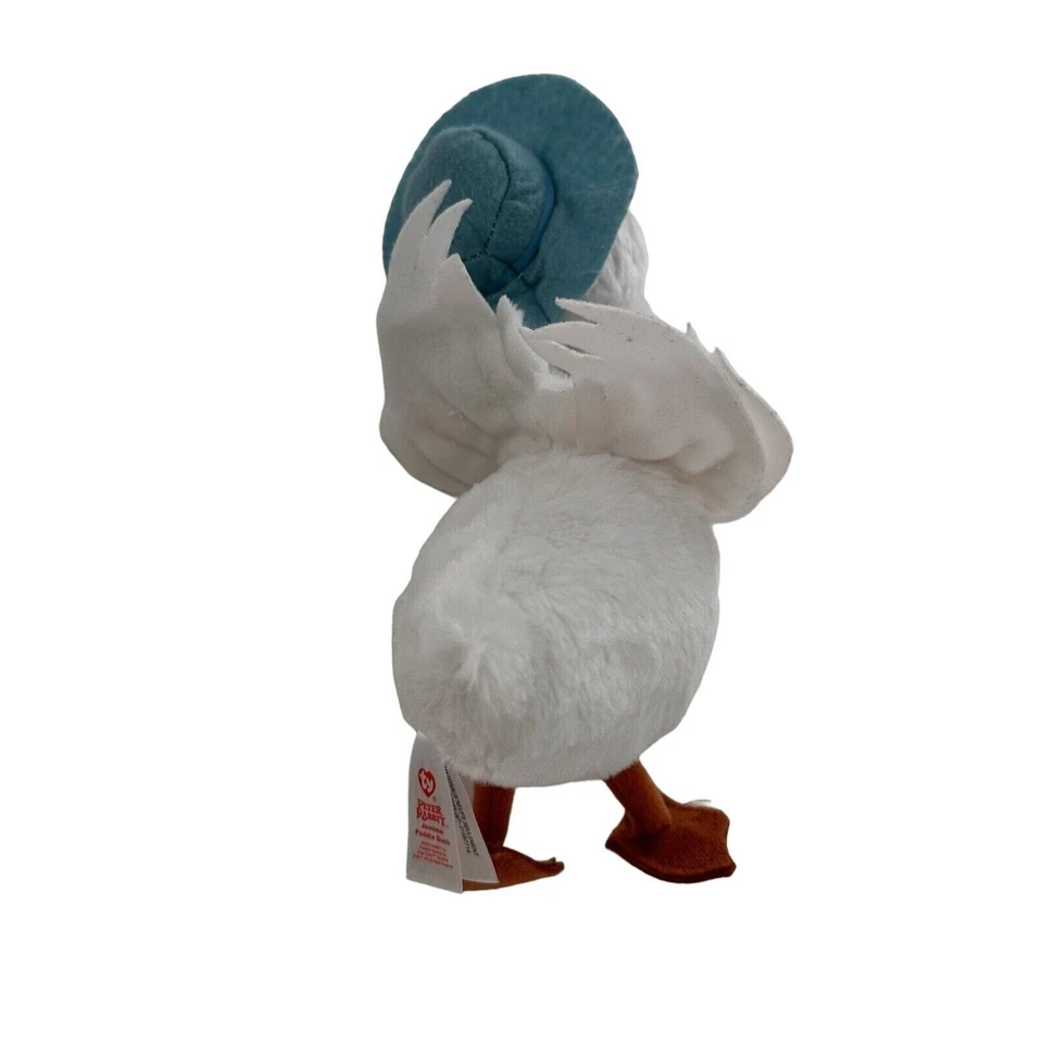 Ty Peter Rabbit Jemima Puddle Duck Plush Stuffed Animal 9" White Blue Hat Bean a - Image 3 of 4