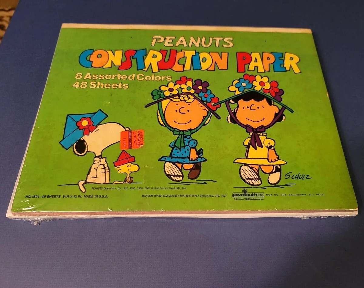 Vintage 1965 PEANUTS Construction Paper 8 Assorted Colors 48