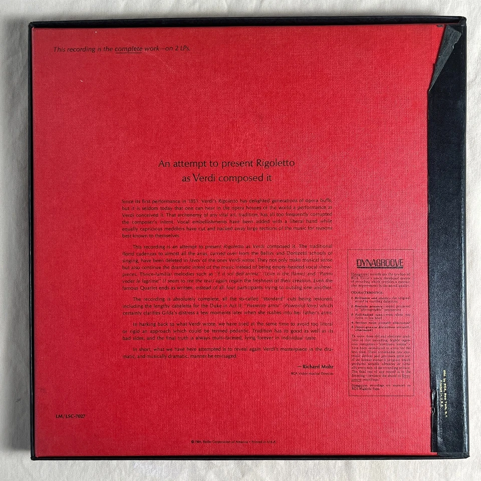 VERDI Rigoletto 1964 Vinyl Box Set RCA LSC-7027 - VG+ - Image 2 of 4