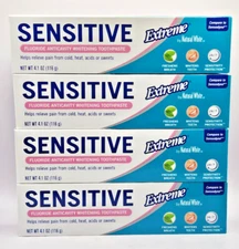 LOT of 4 Natural White Sensitive Extreme Whitening Toothpaste 4.1 oz Ea SEALED