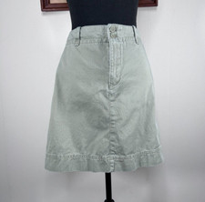 Eddie Bauer A-line Denim Jean Skirt Women 14 Light Green-ish Gray Heritage Wash
