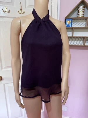 New Look Purple Chiffon Halterneck Fairy Size Top 10 - Image 1 of 4