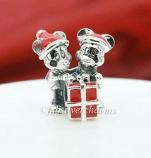 Authentic Pandora Disney Mickey and Minnie Mouse Present #799194C01 Christmas