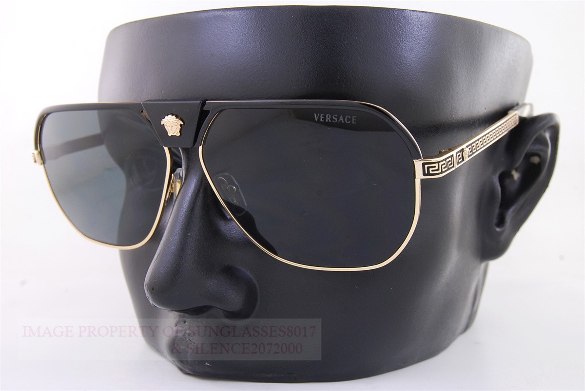 Brand New VERSACE Sunglasses VE 2294 1002/87 Black-Gold/Dark Grey