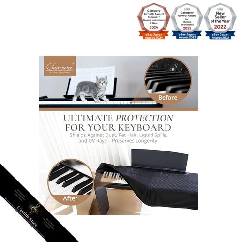 Clairevoire Digital Piano Cover (FP-30X) - Waterdicht, Dubbelgelaagd, Polyester, Zwart