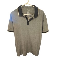 FLX Urban Commuter Polo Shirt Mens XL Gray Black Tipped Short Sleeve Golf Active