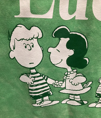 Peanuts Snoopy Sweatshirt It s a Good Day Lucky Peanuts Gang Green Small