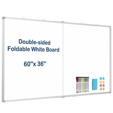 Double-Sided White Board Dry Erase Magnetic Whiteboard Wall 60x36 Foldable