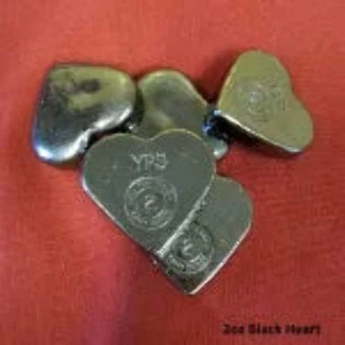 2oz 999+ Fine Silver - Black Heart by Yeager's Poured Silver