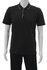 Boss Hugo Boss Men Polo Collared Short Sleeve Black Button Size M