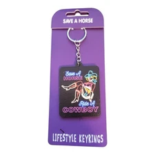 Save A Horse Ride A Cowboy Keychain Lifestyle Keyring Novelty Gift