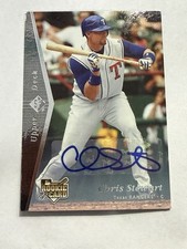 Signed Baseball Card Auto Chris Stewart 2007 SP Rookie Edition #180 Rangers. rookie card picture