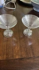 Anchor Hocking Ribbed Art Deco Round Compote Martini Depression Glasses Set Of 2