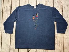 VTG Mickey Minnie Mouse Flowers Disney Store Fleece Crewneck Sweatshirt - XXL
