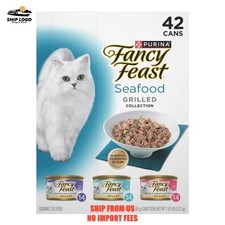 Purina Fancy Feast Grilled Food, Wet Cat Food, Seafood, 3 oz Cans 42 Pack