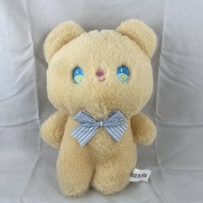 Plush Teddy Bear with Blue Bow and Embroidered Eyes
