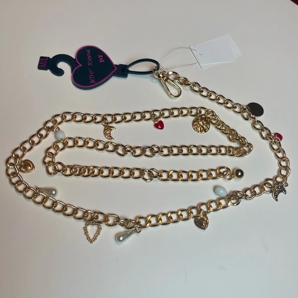 Betsey Johnston Gold-Tone Chain Belt with Charms Sz M/L MULTI CHARM CHAIN BELT GOLD Women main image 3