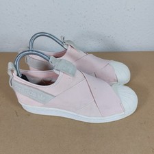 Adidas Womens Superstar Low Top Shell Toe Slip On Pink Trainers UK Size 5 Used 