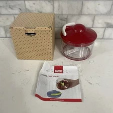 Kuhn Rikon Swiss Pull Chop Manual Food Chopper Hand Pull Red White