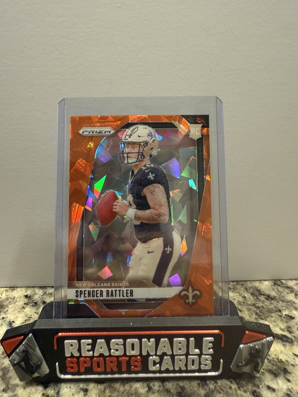 2024 Prizm Orange Cracked Ice Prizm #388 Spencer Rattler Rookie Saints