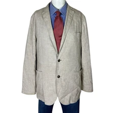 daniel cremieux Sport Coat Jacket Partial Lined Ivory Cotton Men’s XL 46R Nice