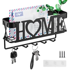 Best Key Holder for Wall - Rack with 5 Hooks 11.02" L2.75" W4.92" H, and Mail
