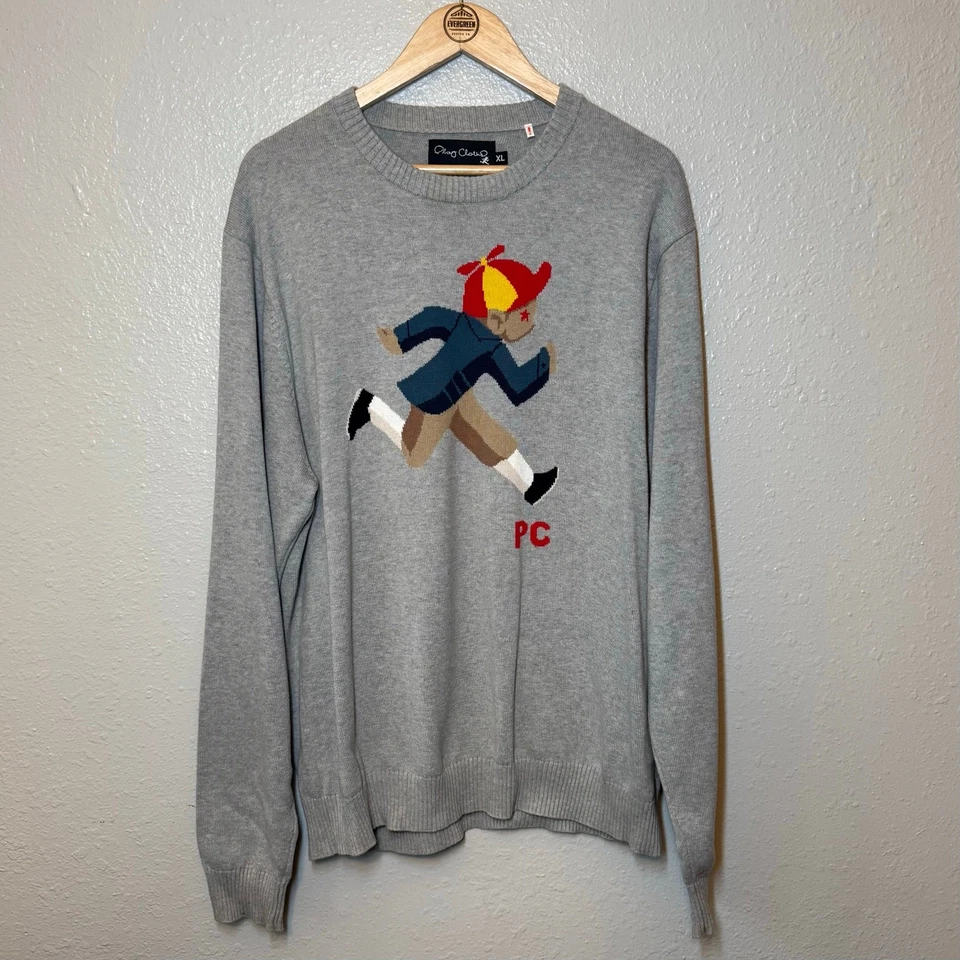 Play Cloths Large Running Jack Crewneck Pullover Sweater Gray Men’s Size XL - Image 2 of 4