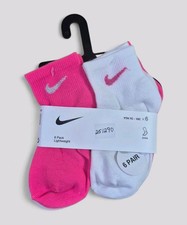 NIKE Girls Socks Ankle Lightweight School Everyday Kids 6 Pair Shoe Size 7C-10C