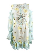 Foxiedox Women's Floral Cold-Shoulder Cutout Dress (XL, Aqua) 810614035578